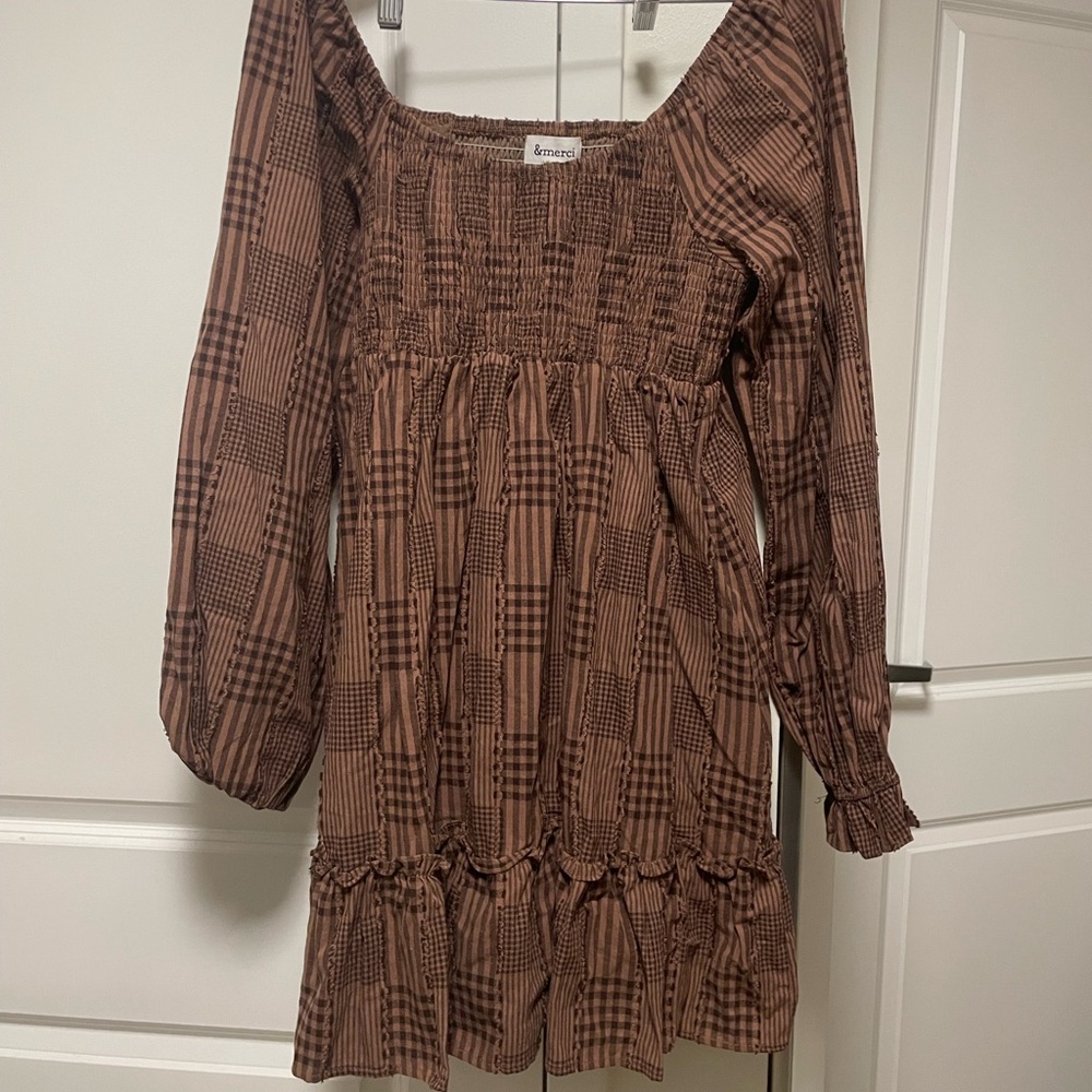 Brown Plaid Kids Dress